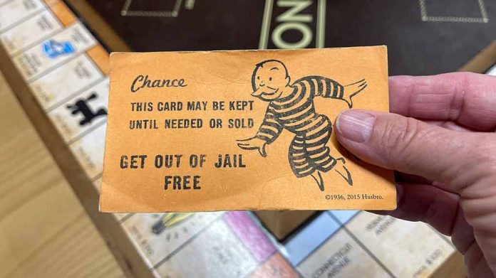 Monopoly game card get out of jail free