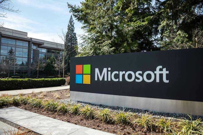 1357496909 Microsoft sign with office buildings and trees