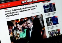 New York Post headline about Hunter Biden's tax deductions