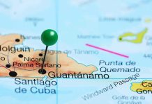 Map with pin on Guantánamo Cuba