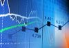 Close up of a financial graph displaying stock market trends