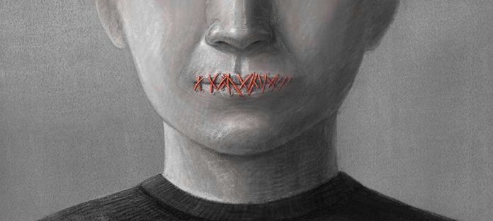 1750757030 Face with mouth sewn shut in red thread