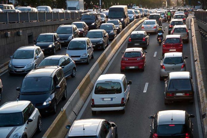 94817464 Traffic jam on a multi-lane highway