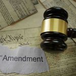 Gavel on US Constitution with Second Amendment text