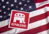 Republican symbol on American flag background