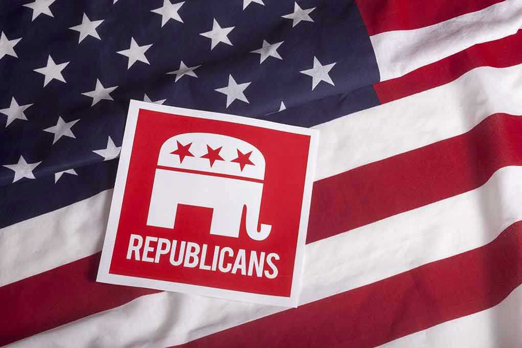 Republican symbol on American flag background