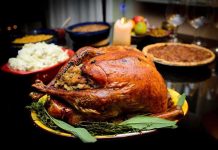 Thanksgiving Price Tag Shocks America A beautifully roasted turkey on a festive table surrounded by side dishes and decorations