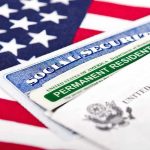 Something MAJOR Just Changed in U.S. Citizenship Policy Social Security card and green card on flag.