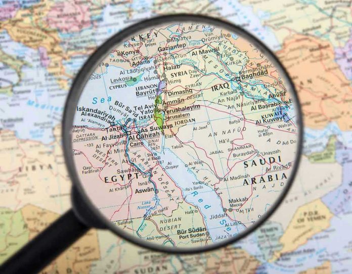 162063665 Magnifying glass over the Middle East and Egypt.