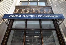 Federal Election Commission building entrance with awning.