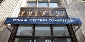 Federal Election Commission building entrance with awning.