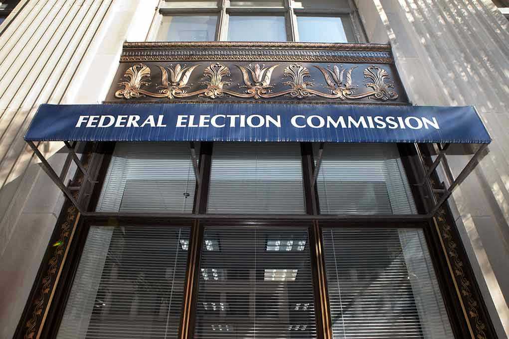 Federal Election Commission building entrance with awning.
