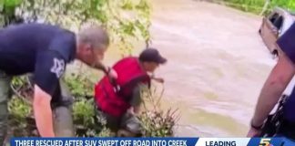 3 rescued after SUV swept off roadway by flash floodwaters in southeast Indiana