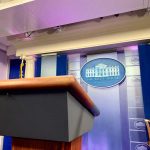Empty podium at the White House press briefing.