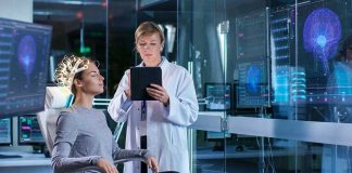 Science Tease: CO2 Clears—Or Causes? Woman undergoing brain scan with doctor monitoring results