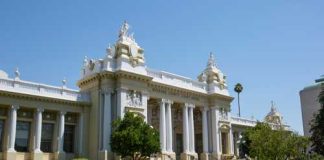 Illegal License, Legal Carnage — California Boils Exterior view of a historic courthouse with columns and decorative architecture