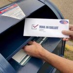 Voter Lists Leak Risk? Barcode Dragnet Looms Person mailing a ballot into a blue street mailbox