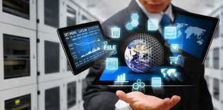 OpenAI Chaos Sparks DC Panic Businessperson holding a digital tablet with floating data icons