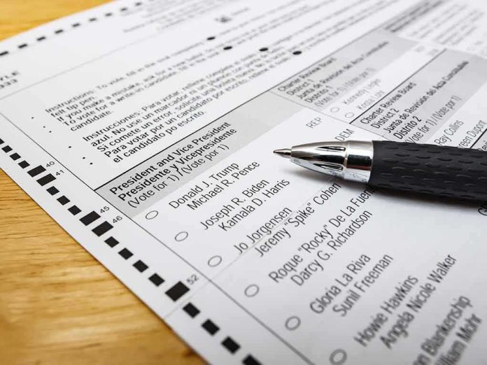 shutterstock_1824882338 Ballot paper with pen on wooden surface