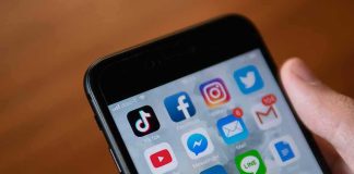 Smartphone screen with social media and messaging apps