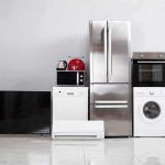 Home appliances lined up against a wall