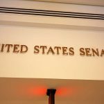 Shock Play: Kill Filibuster, Ram SAVE Act Sign displaying United States Senate in a government building