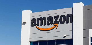 Amazon logo on a modern building facade