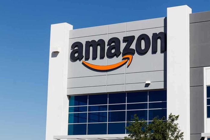shutterstock_1419209471 Amazon logo on a modern building facade