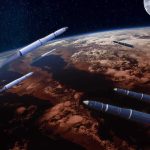 Scientists Salivate Over Rocket Crash Multiple rockets streak above Earth with the Moon in the background